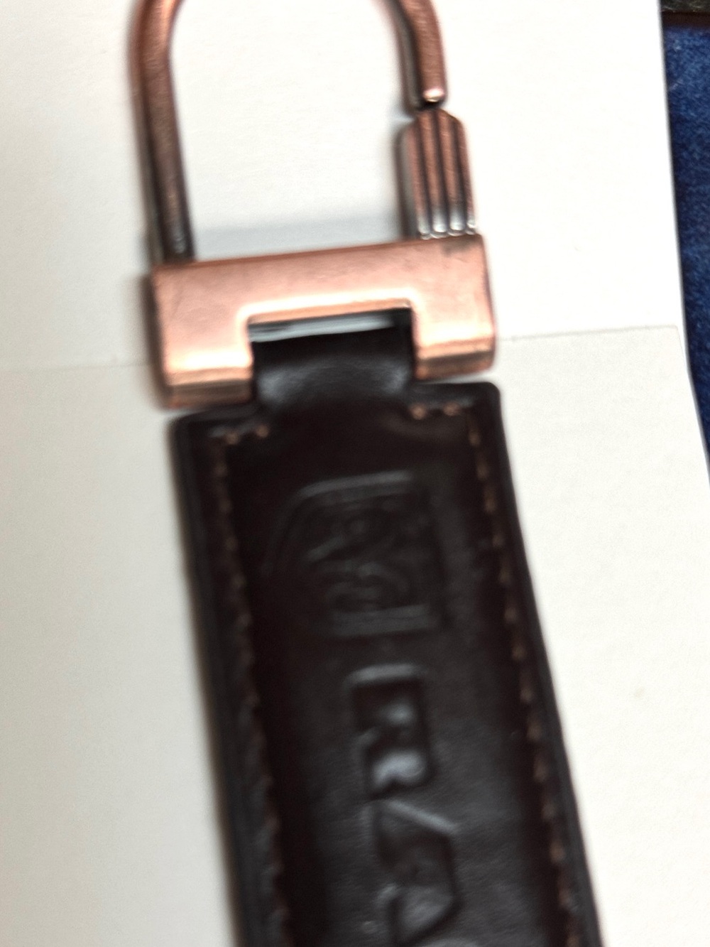 Leather Keyring in Dark Brown Fob with Copper tone Hardware